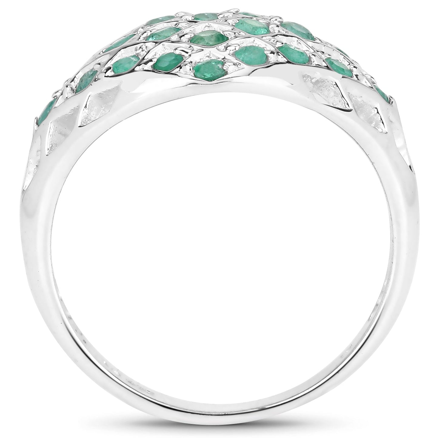 0.90 Carat Genuine Emerald .925 Sterling Silver Ring Bids.com