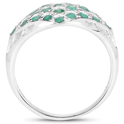 0.90 Carat Genuine Emerald .925 Sterling Silver Ring Bids.com