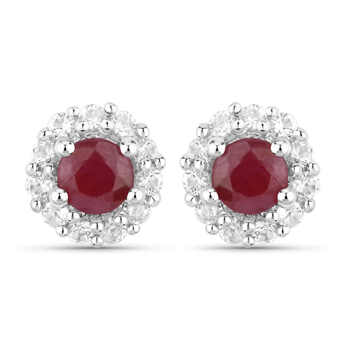 2.17 Carat Genuine Ruby and White Topaz .925 Sterling Silver Jewelry Set Bids.com