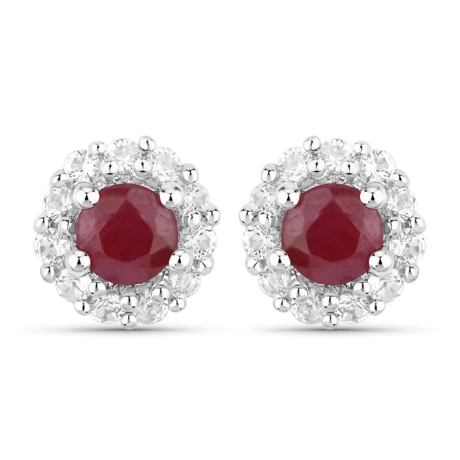 2.17 Carat Genuine Ruby and White Topaz .925 Sterling Silver Jewelry Set Bids.com
