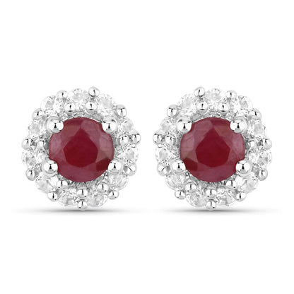 2.17 Carat Genuine Ruby and White Topaz .925 Sterling Silver Jewelry Set Bids.com