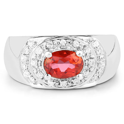 1.37 Carat Genuine Pink Topaz and White Cubic Zirconia .925 Sterling Silver Ring Bids.com
