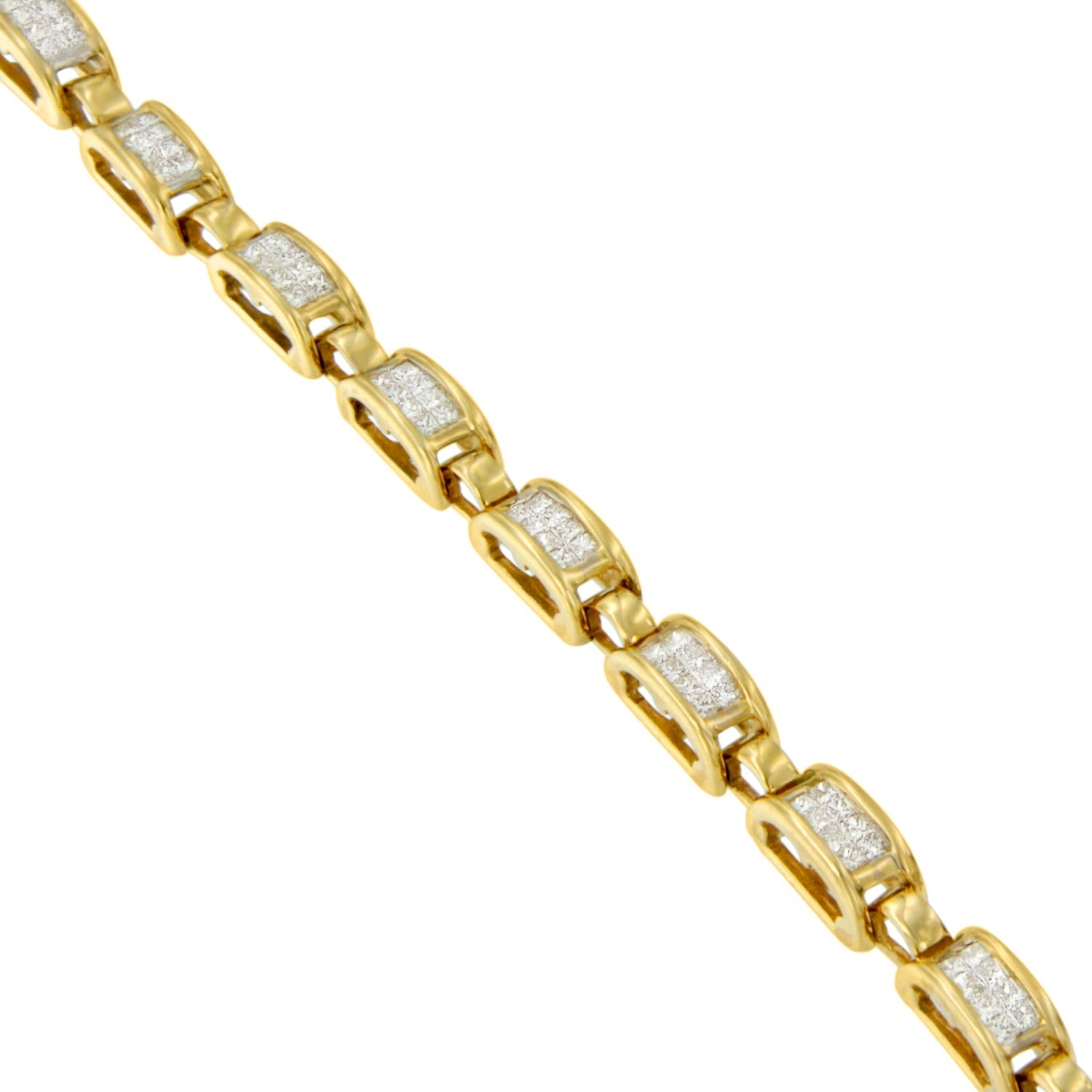 14K Yellow Gold Princess-Cut Diamond Links of Love Bracelet (2.00 cttw, H-I Color, SI2-I1 Clarity) Bids.com