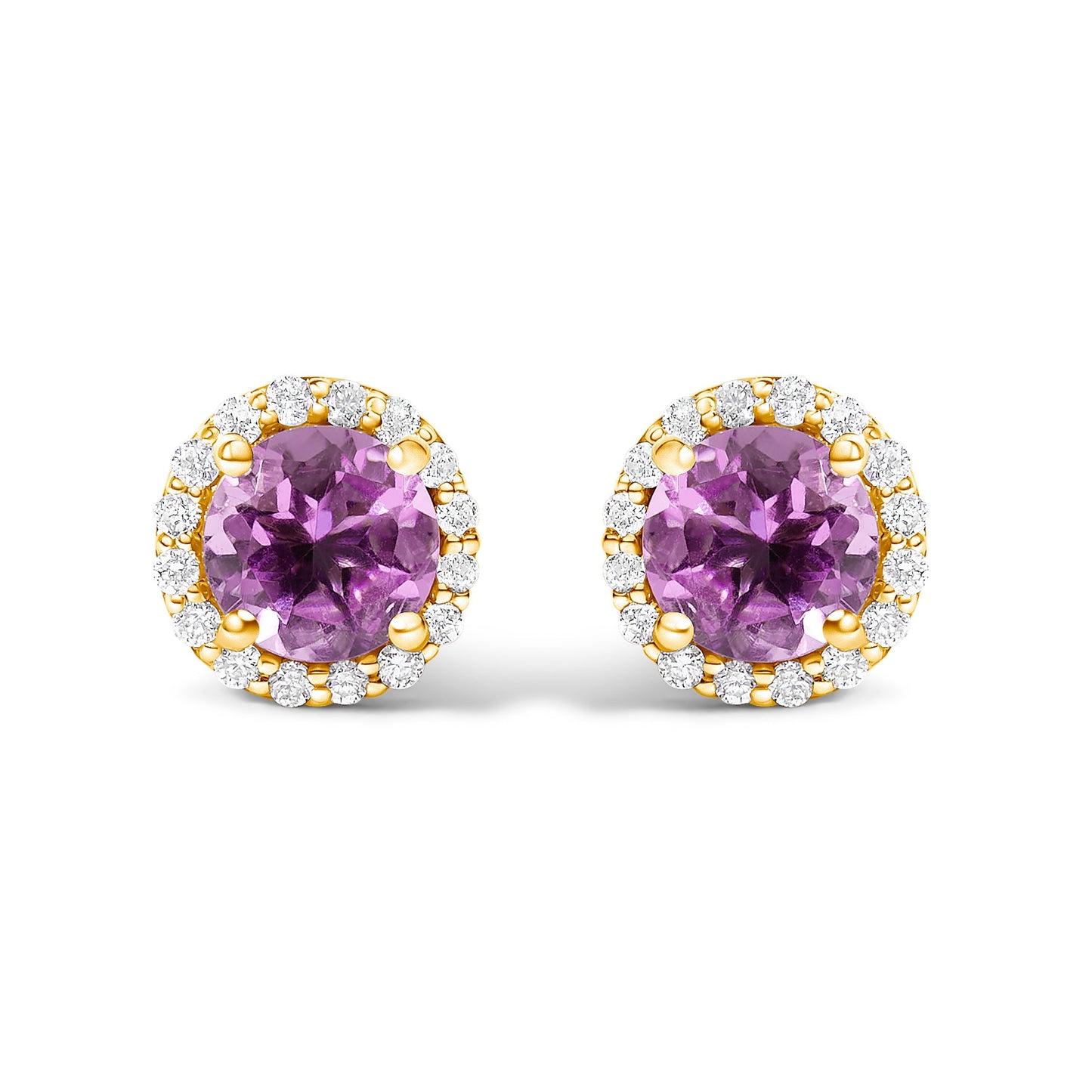10K White Gold Purple Amethyst and 1/6 Cttw Diamond Halo Stud Earring Bids.com