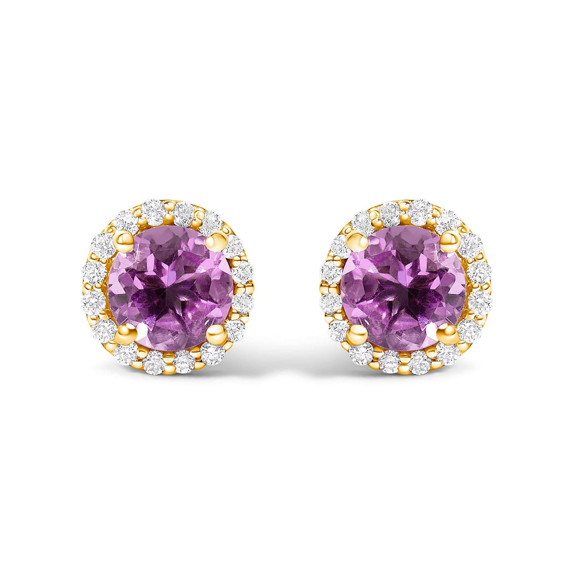 10K White Gold Purple Amethyst and 1/6 Cttw Diamond Halo Stud Earring Bids.com