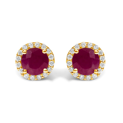 10K White Gold Purple Amethyst and 1/6 Cttw Diamond Halo Stud Earring Bids.com