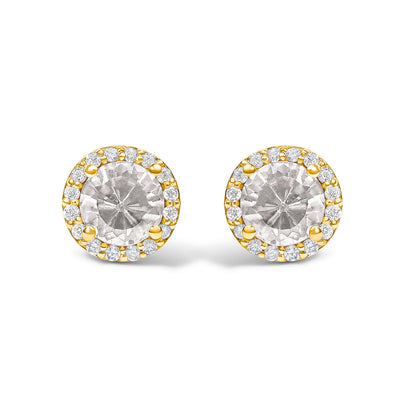 10K White Gold Purple Amethyst and 1/6 Cttw Diamond Halo Stud Earring Bids.com