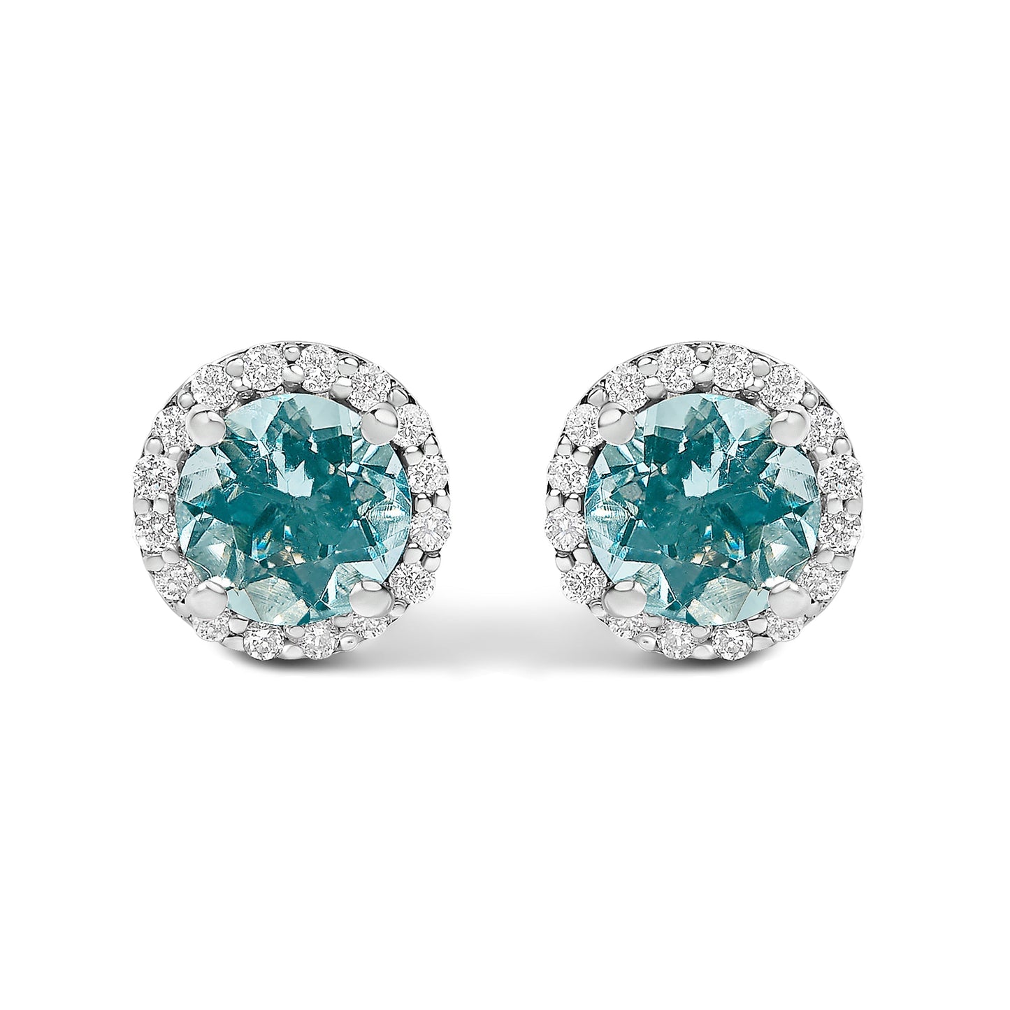 10K White Gold Purple Amethyst and 1/6 Cttw Diamond Halo Stud Earring Bids.com