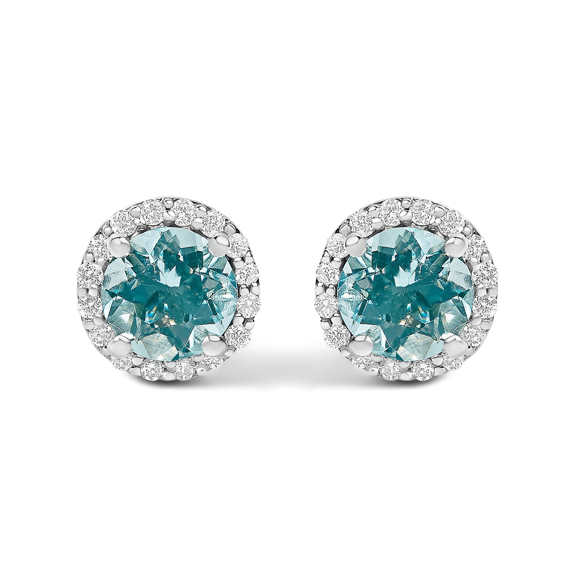 10K White Gold Purple Amethyst and 1/6 Cttw Diamond Halo Stud Earring Bids.com