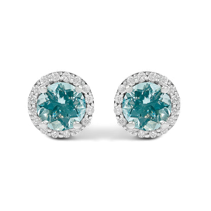10K White Gold Purple Amethyst and 1/6 Cttw Diamond Halo Stud Earring Bids.com