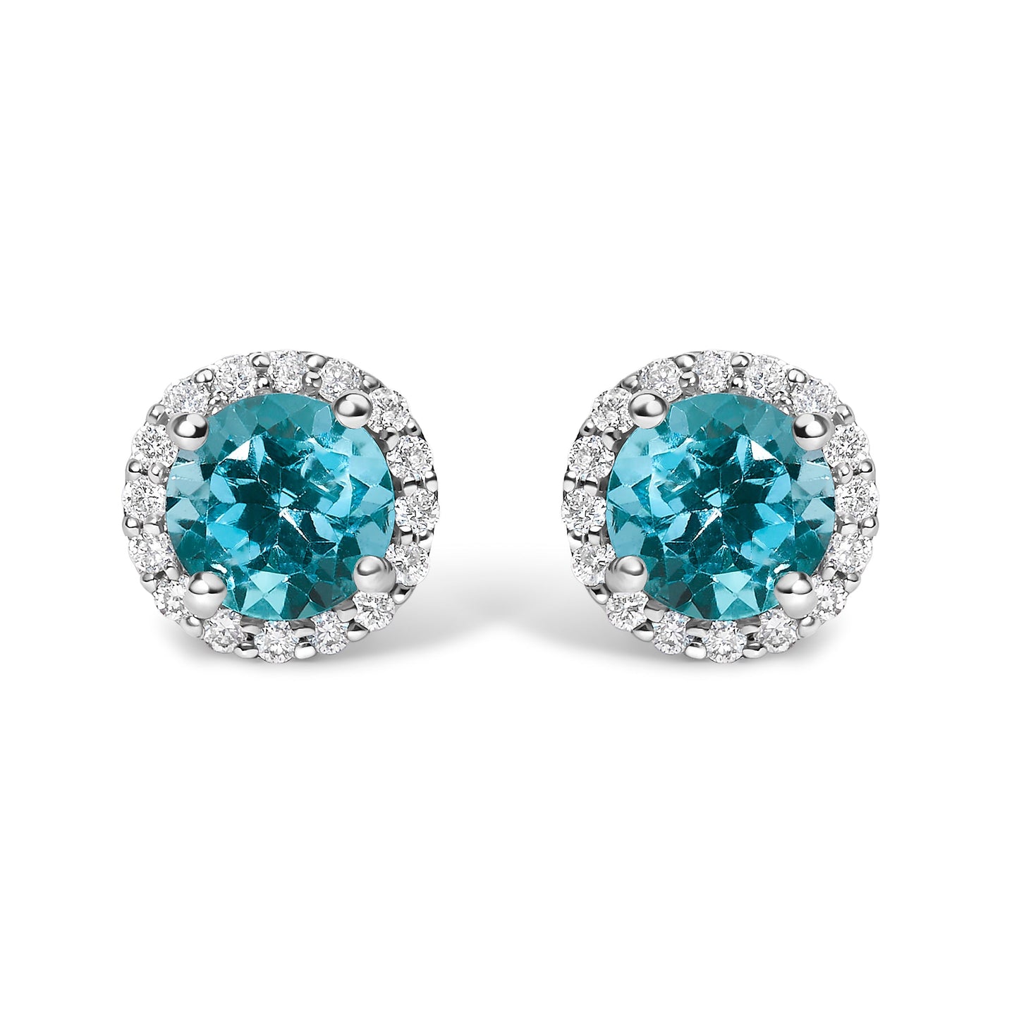 10K White Gold Purple Amethyst and 1/6 Cttw Diamond Halo Stud Earring Bids.com