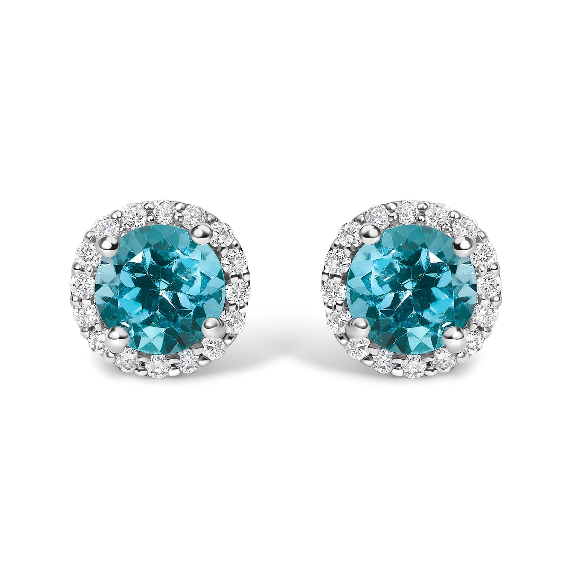 10K White Gold Purple Amethyst and 1/6 Cttw Diamond Halo Stud Earring Bids.com