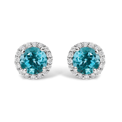 10K White Gold Purple Amethyst and 1/6 Cttw Diamond Halo Stud Earring Bids.com
