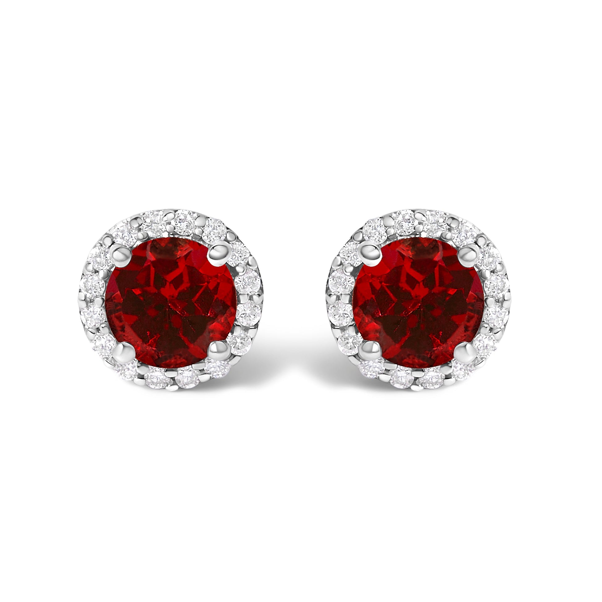 10K White Gold Purple Amethyst and 1/6 Cttw Diamond Halo Stud Earring Bids.com