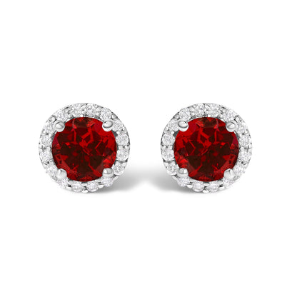 10K White Gold Purple Amethyst and 1/6 Cttw Diamond Halo Stud Earring Bids.com