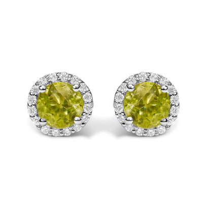 10K White Gold Purple Amethyst and 1/6 Cttw Diamond Halo Stud Earring Bids.com