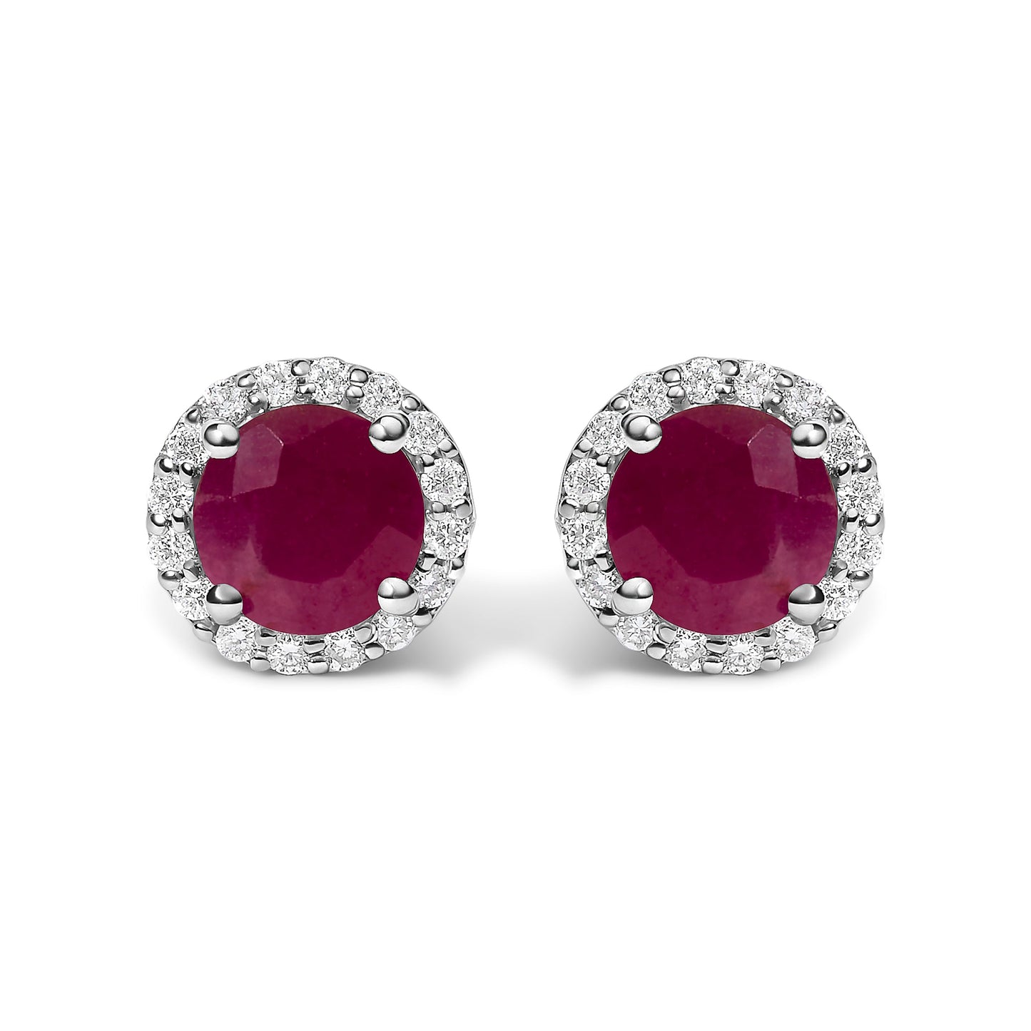 10K White Gold Purple Amethyst and 1/6 Cttw Diamond Halo Stud Earring Bids.com