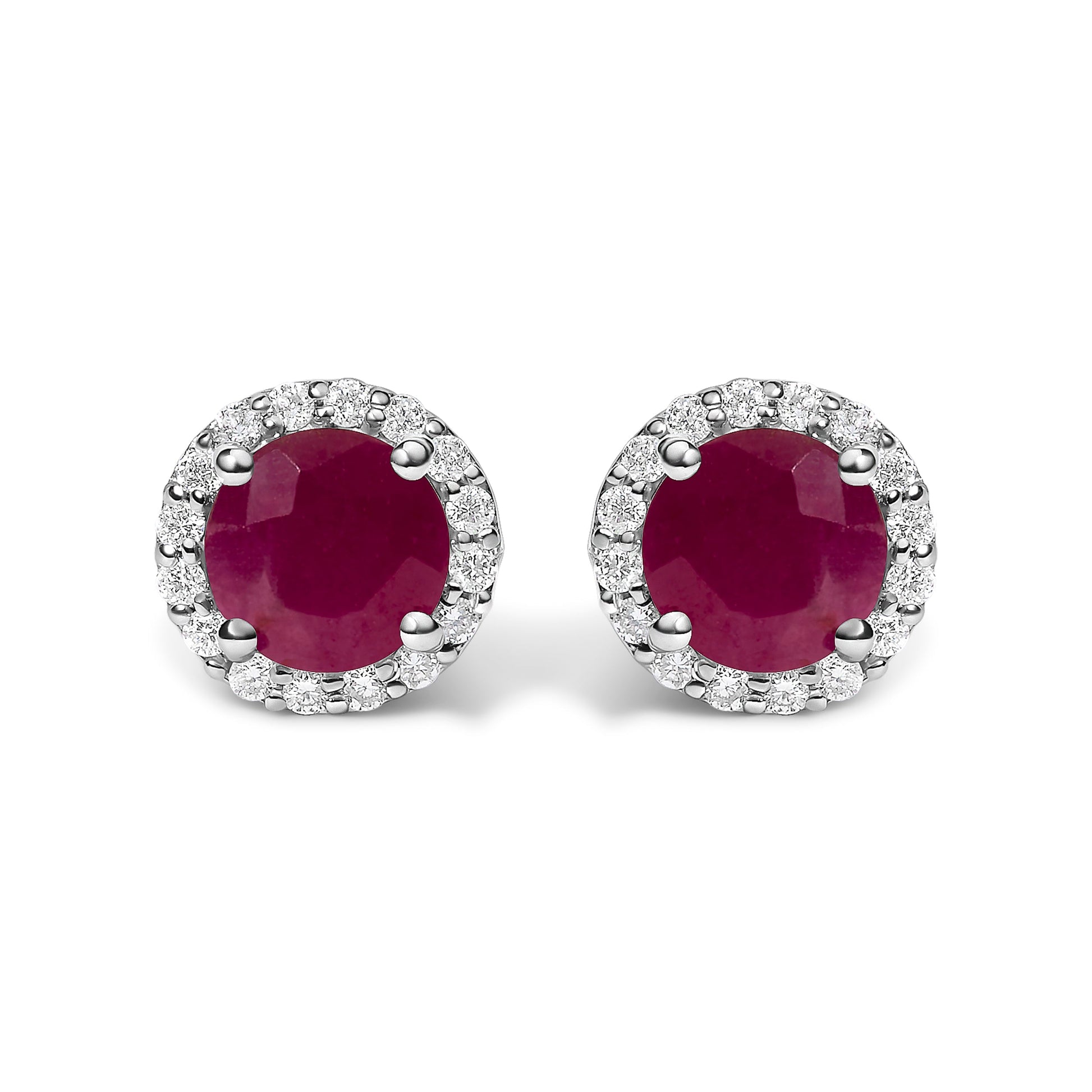 10K White Gold Purple Amethyst and 1/6 Cttw Diamond Halo Stud Earring Bids.com
