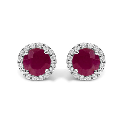 10K White Gold Purple Amethyst and 1/6 Cttw Diamond Halo Stud Earring Bids.com