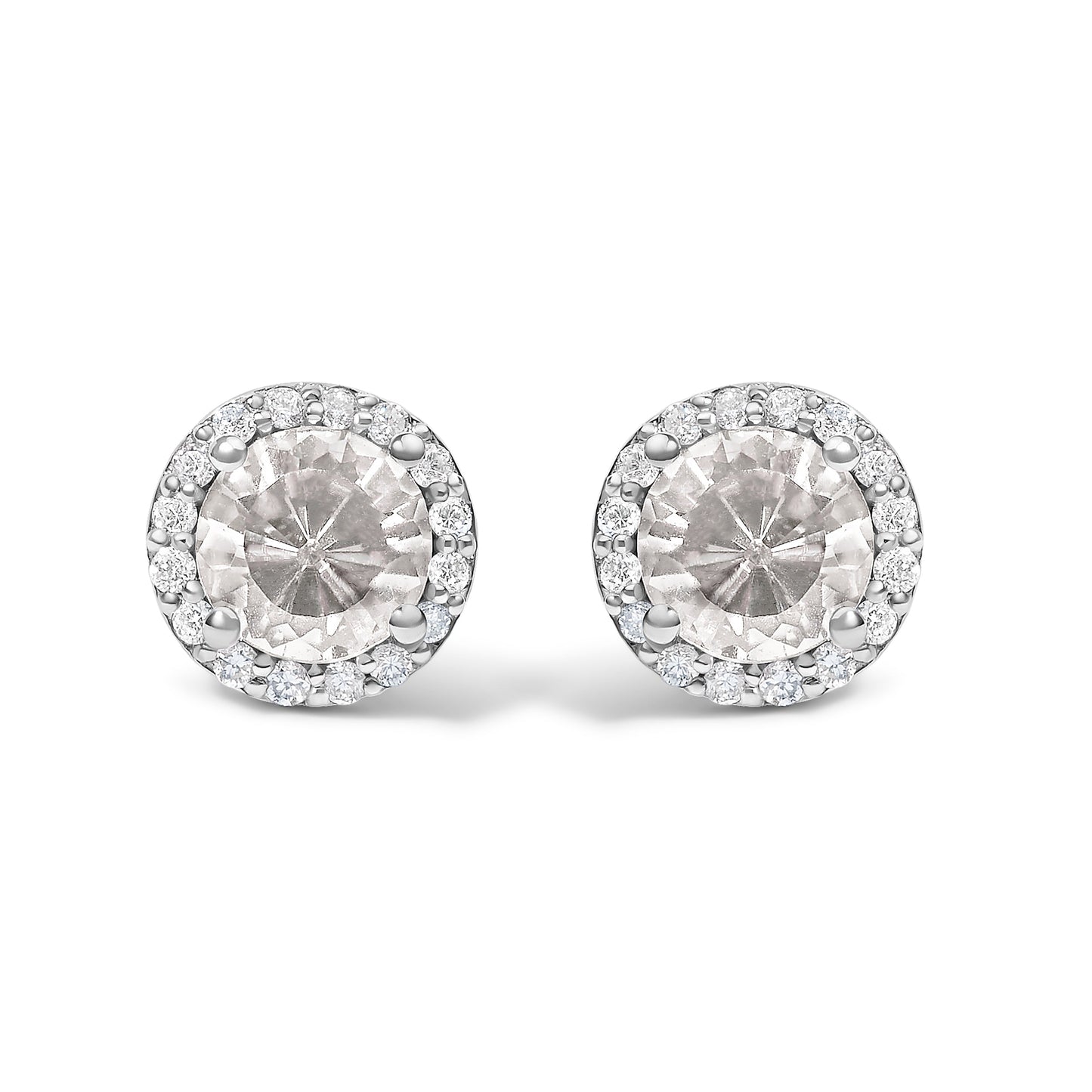 10K White Gold Purple Amethyst and 1/6 Cttw Diamond Halo Stud Earring Bids.com