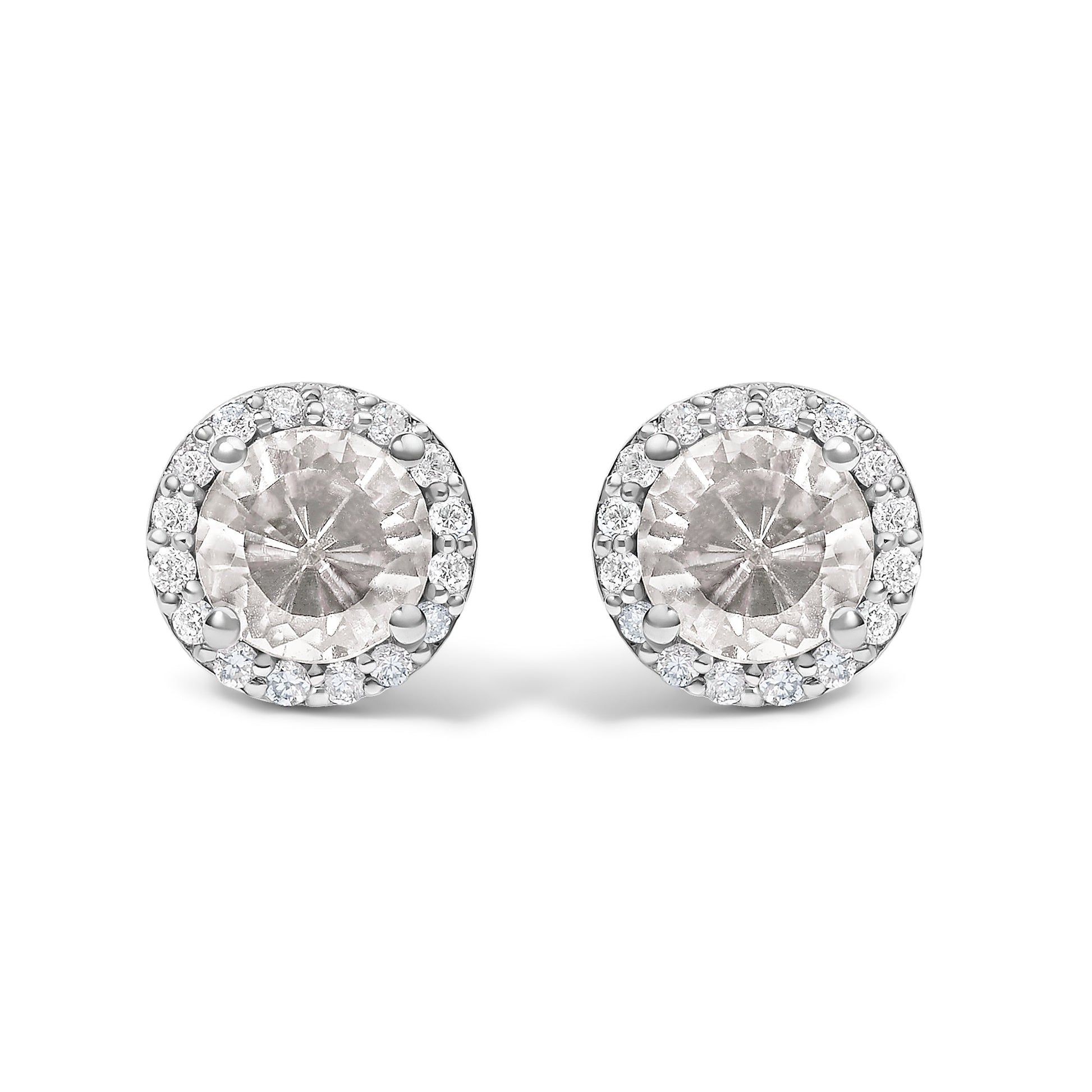 10K White Gold Purple Amethyst and 1/6 Cttw Diamond Halo Stud Earring Bids.com