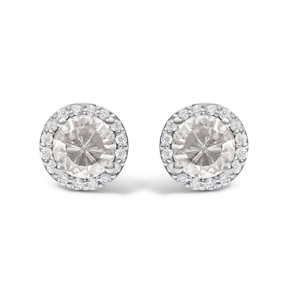 10K White Gold Purple Amethyst and 1/6 Cttw Diamond Halo Stud Earring Bids.com