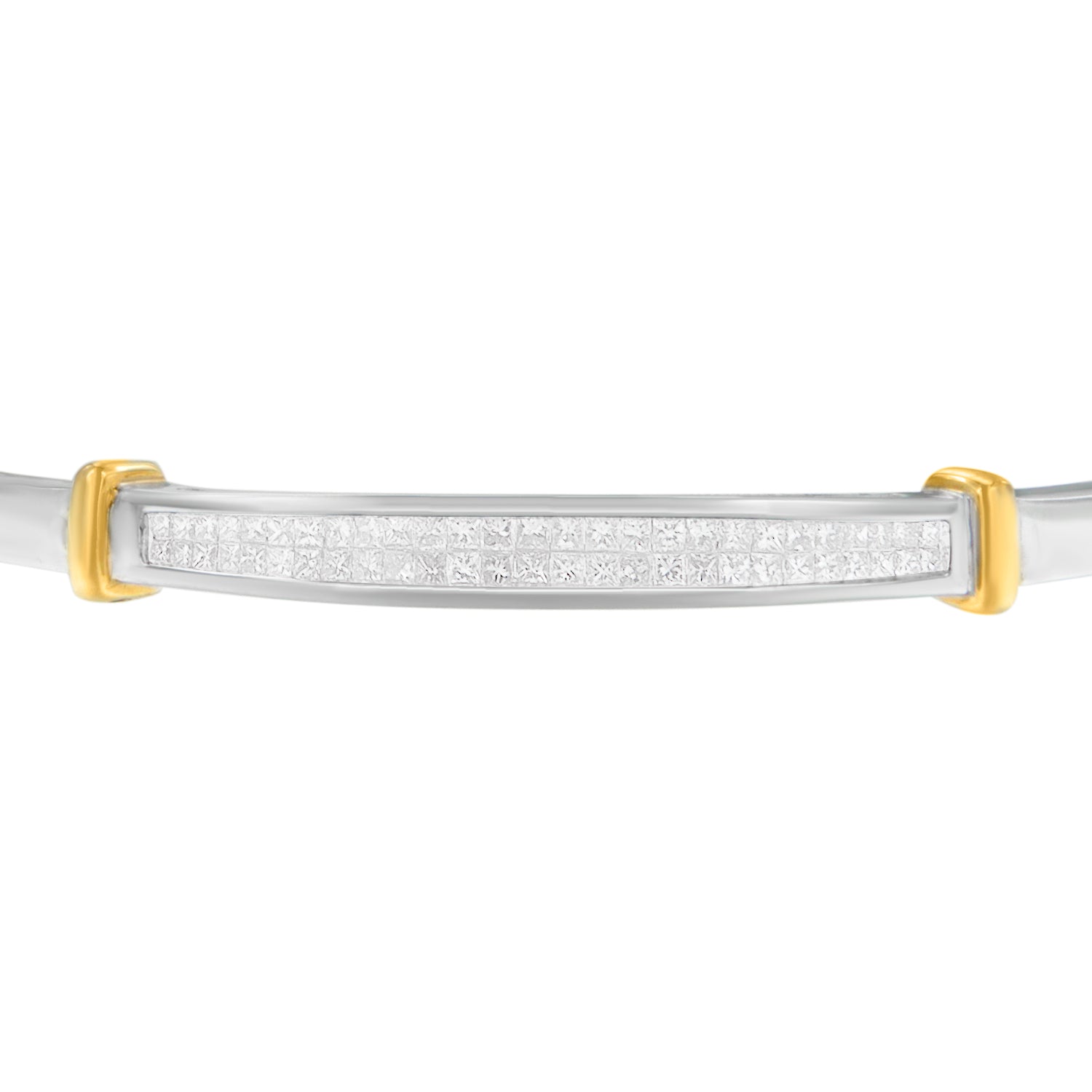 14K Two-Toned Gold Princess Cut Diamond Fashion Bangle (1 cttw, H-I Color, SI1-SI2 Clarity) Bids.com