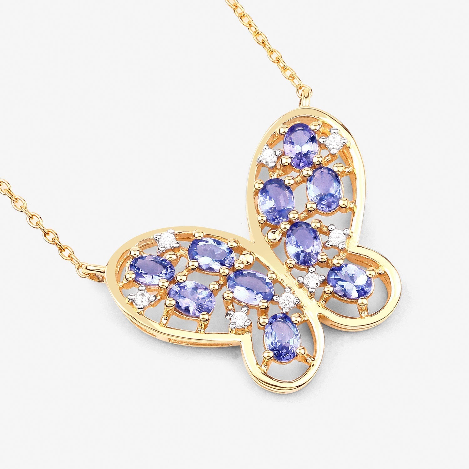 1.86 Carat Genuine Tanzanite and White Zircon .925 Sterling Silver Necklace Bids.com