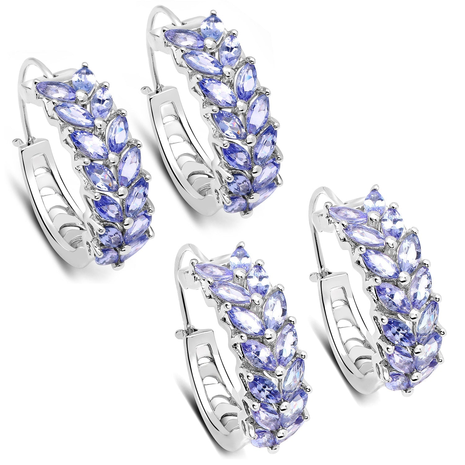 3.92 Carat Genuine Tanzanite .925 Sterling Silver Earrings Bids.com