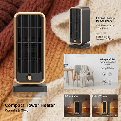 500W Portable Ceramic Space Heater with Safety Tip-Over Protection – Square Design DailySale
