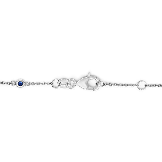 14K White Gold Alternating Blue Sapphire and White Diamond Bezel Station Chain Bracelet (I-J Color, SI2-I1 Clarity) - 8" Inches Bids.com