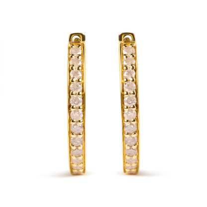 10K Yellow Gold 1/2 Cttw Round-Cut Diamond Hoop Earrings (I-J Color, I2-I3 Clarity) Bids.com