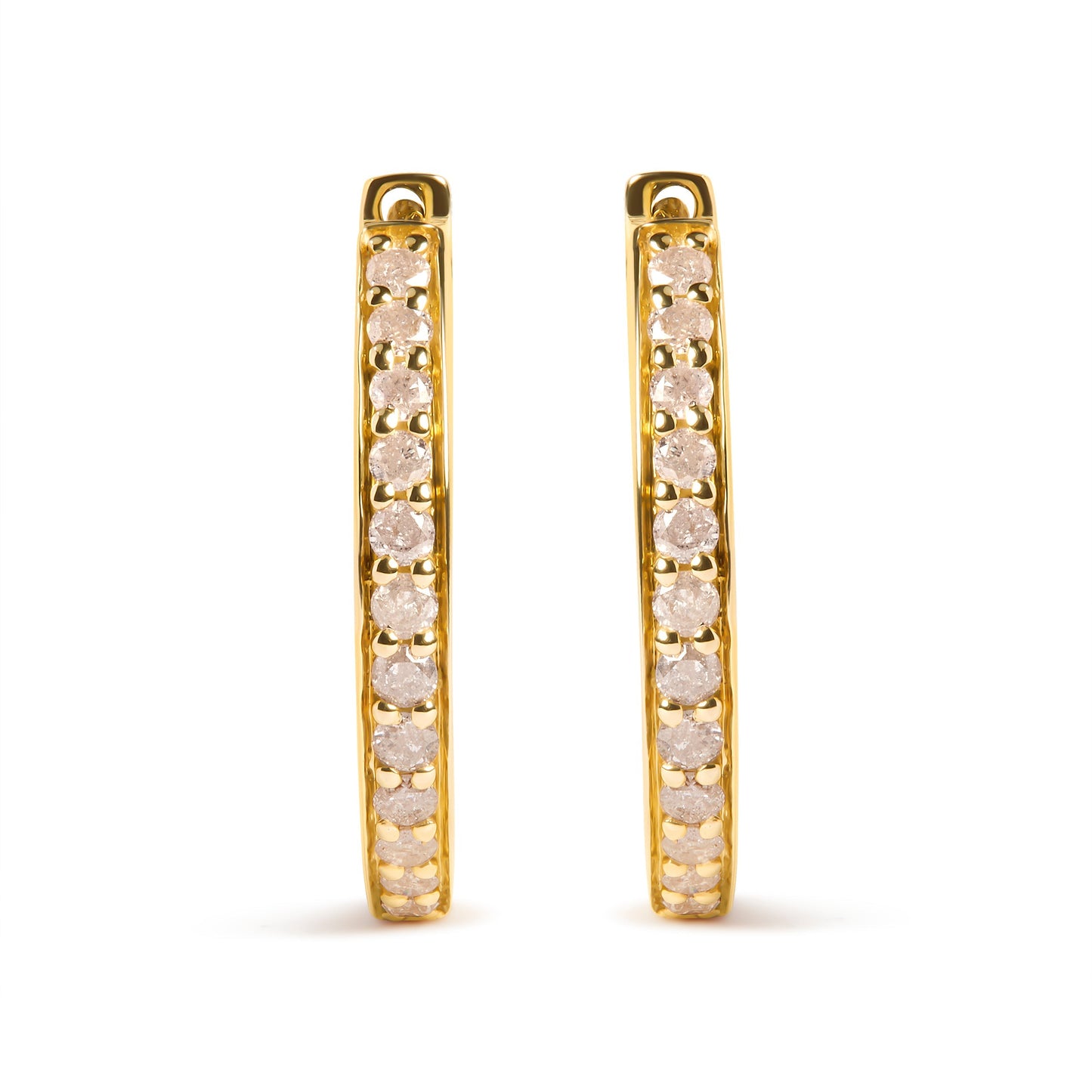 10K Yellow Gold 1/2 Cttw Round-Cut Diamond Hoop Earrings (I-J Color, I2-I3 Clarity) Bids.com