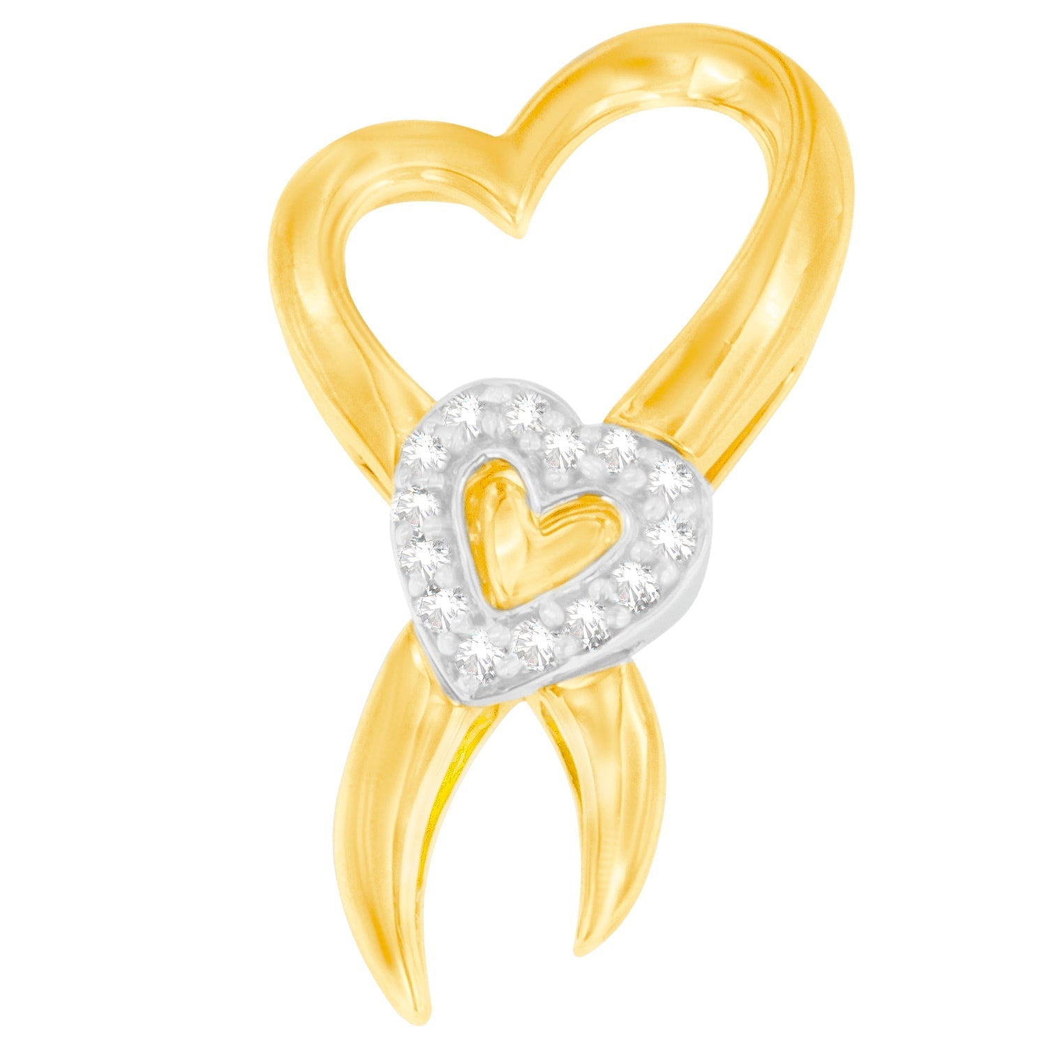 10K Two-Tone Gold 1/10 cttw Diamond Heart Pendant Necklace (H-I, I1-I2) Bids.com