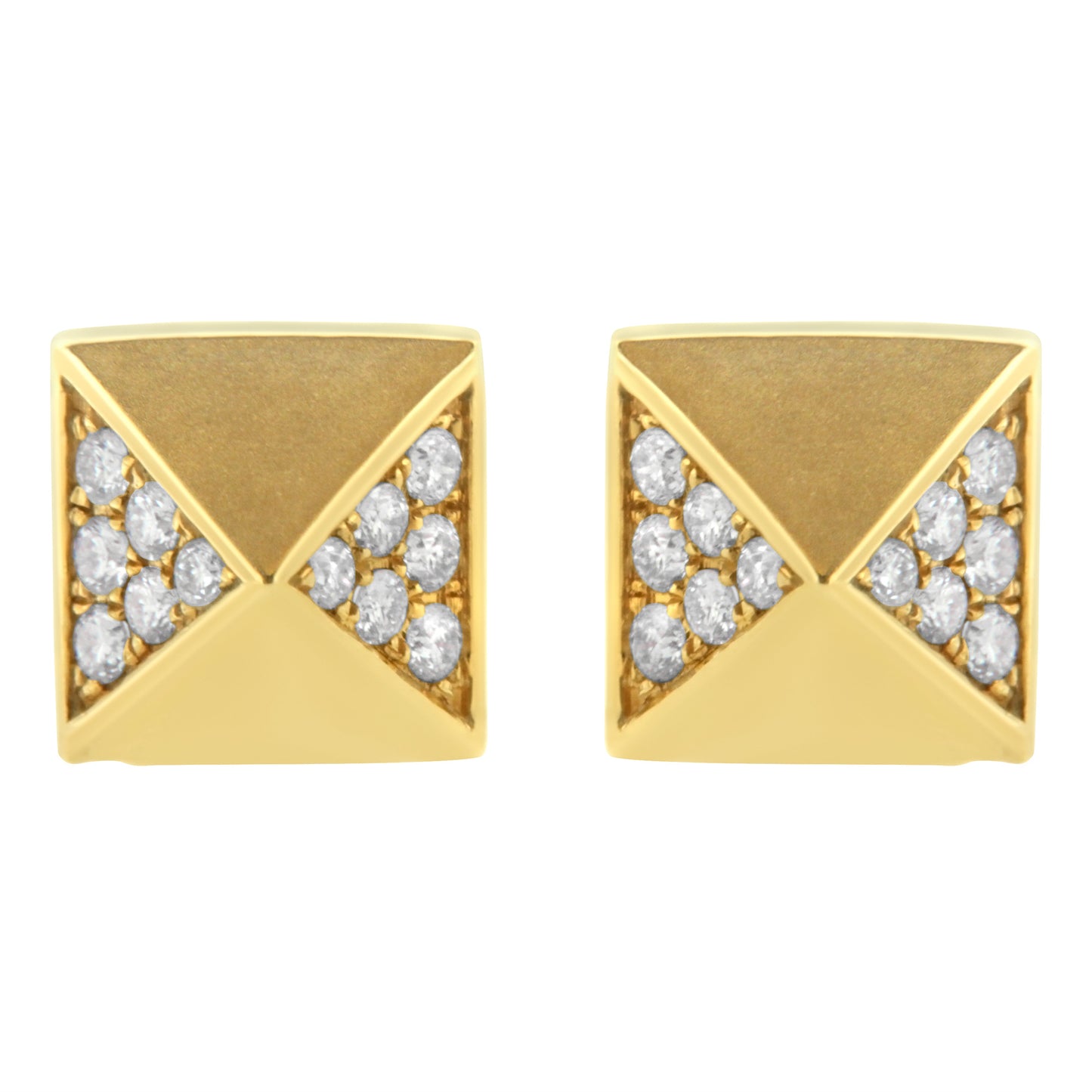 14K Yellow Gold 1/4 Cttw Diamond Pyramid Stud Earring (G-H Color, SI1-SI2 Clarity) Bids.com