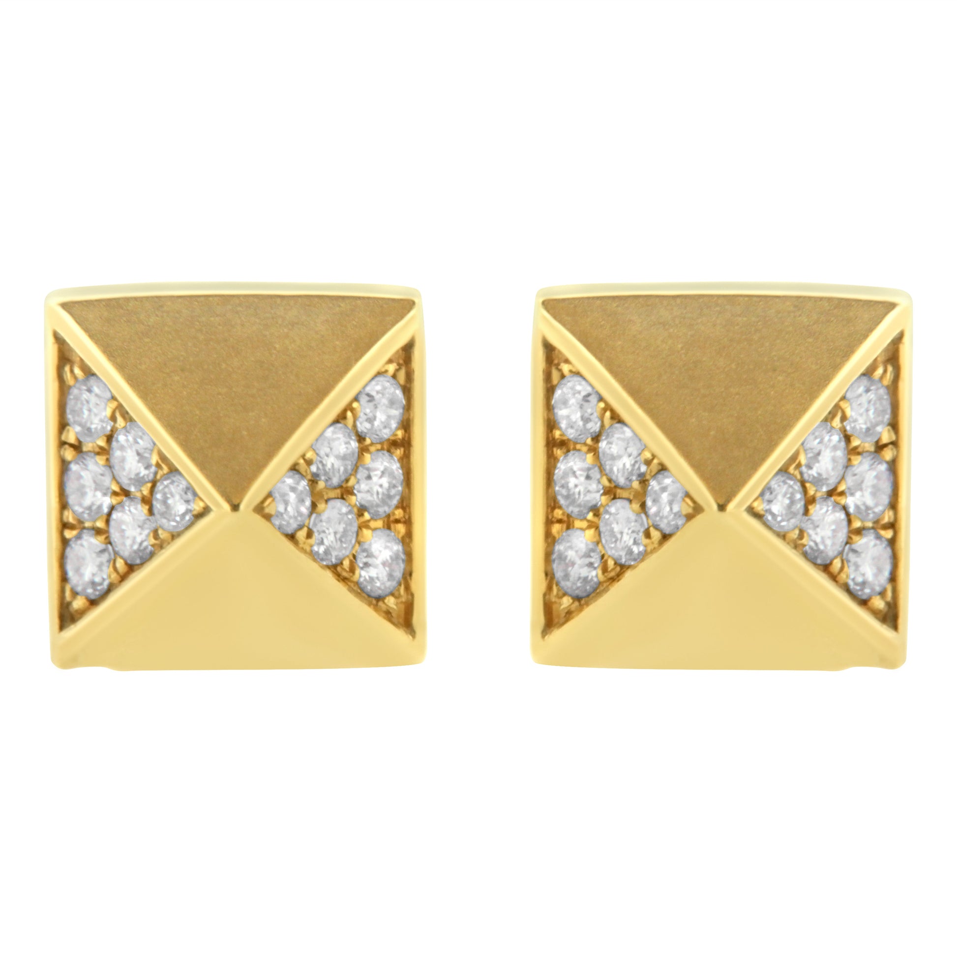 14K Yellow Gold 1/4 Cttw Diamond Pyramid Stud Earring (G-H Color, SI1-SI2 Clarity) Bids.com