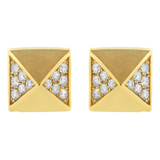 14K Yellow Gold 1/4 Cttw Diamond Pyramid Stud Earring (G-H Color, SI1-SI2 Clarity) Bids.com