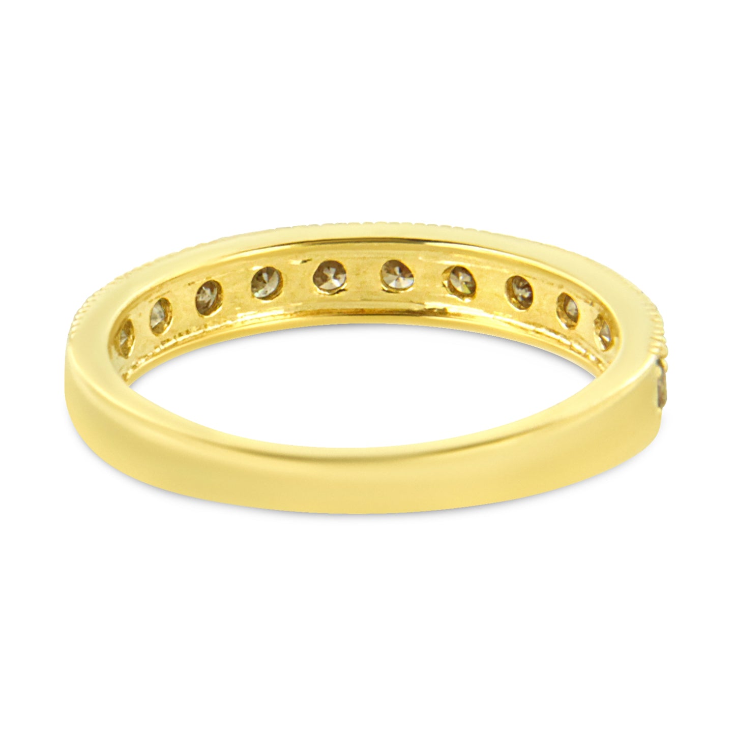 IGI Certified 1/2 Cttw Diamond 10K Yellow Gold Prong Set Beaded Milgrain Band Style Ring (J-K Color, I2-I3 Clarity) - Size 7 Bids.com