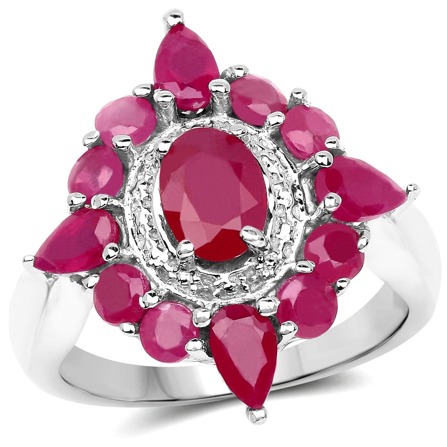 3.04 Carat Glass Filled Ruby .925 Sterling Silver Ring Bids.com