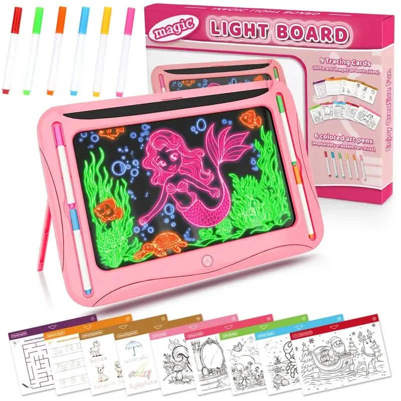 LED Light-Up Doodle Board – 9 Double-Sided Cards with Markers, Art Toy for Kids 3-8 DailySale