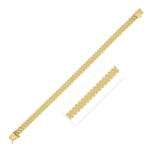 14k Yellow Gold Rib Link Bracelet (7.00 mm) Bids.com