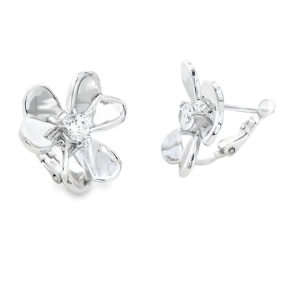 Natural Cubic Zirconia Flower Earrings Sterling Silver Bids.com