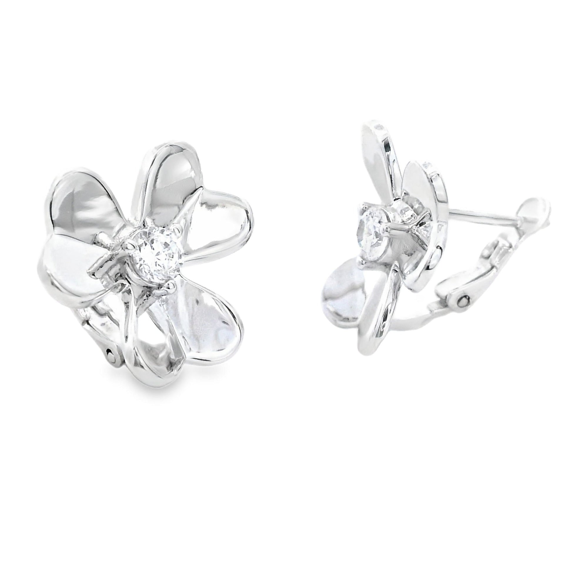 Natural Cubic Zirconia Flower Earrings Sterling Silver Bids.com