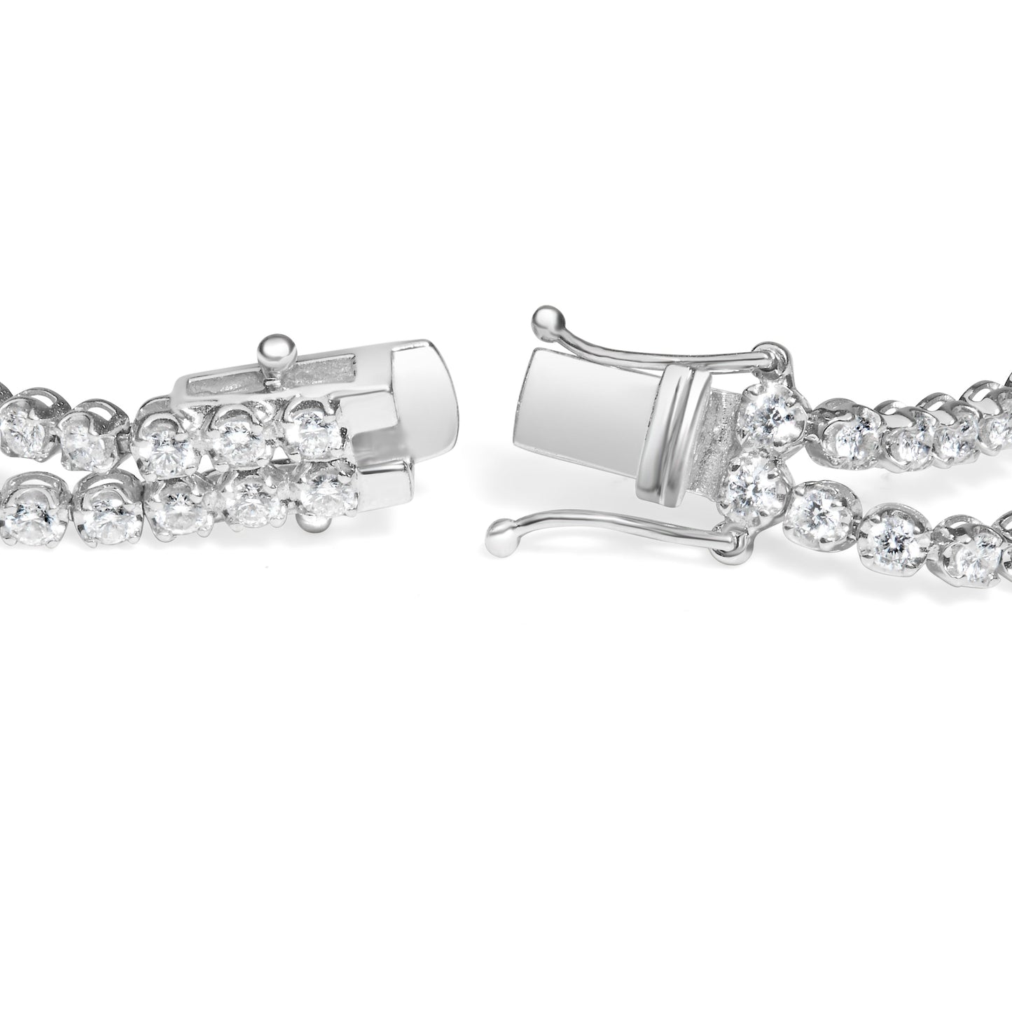 18K White Gold 5 3/5 Cttw Natural Diamond Double Row Link Tennis Bracelet (G-H Color, VS1-VS2 Clarity) - 7" Inches Bids.com