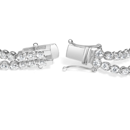 18K White Gold 5 3/5 Cttw Natural Diamond Double Row Link Tennis Bracelet (G-H Color, VS1-VS2 Clarity) - 7" Inches Bids.com