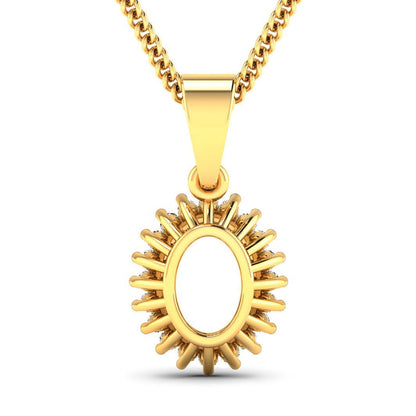 0.13 Carat Genuine White Diamond 14K Yellow Gold Semi Mount Pendant - holds 8x6mm Oval Gemstone Bids.com