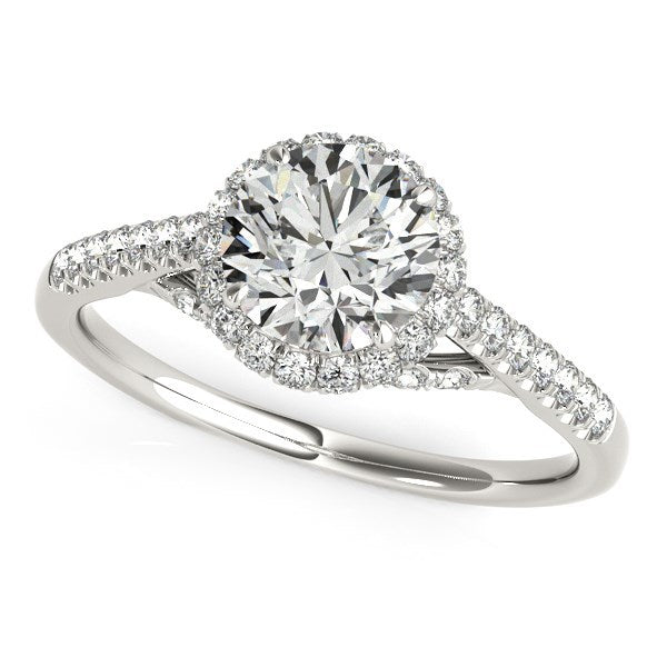 14k White Gold Round Cut Pave Set Shank Diamond Engagement Ring (1 3/8 cttw) Bids.com