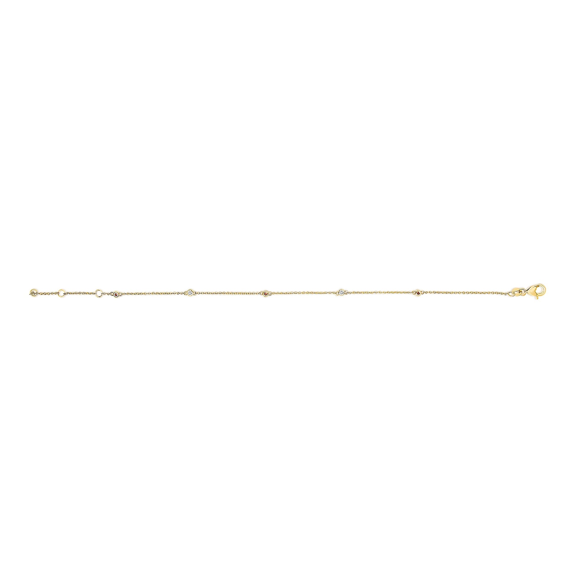 14K Yellow Gold Alternating Red Ruby and White Diamond Bezel Station Chain Bracelet (I-J Color, SI2-I1 Clarity) - 7.5" Inches Bids.com