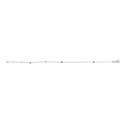14K White Gold Alternating Blue Sapphire and Diamond Bezel Station Chain Bracelet - Size 7.5 inch Bids.com