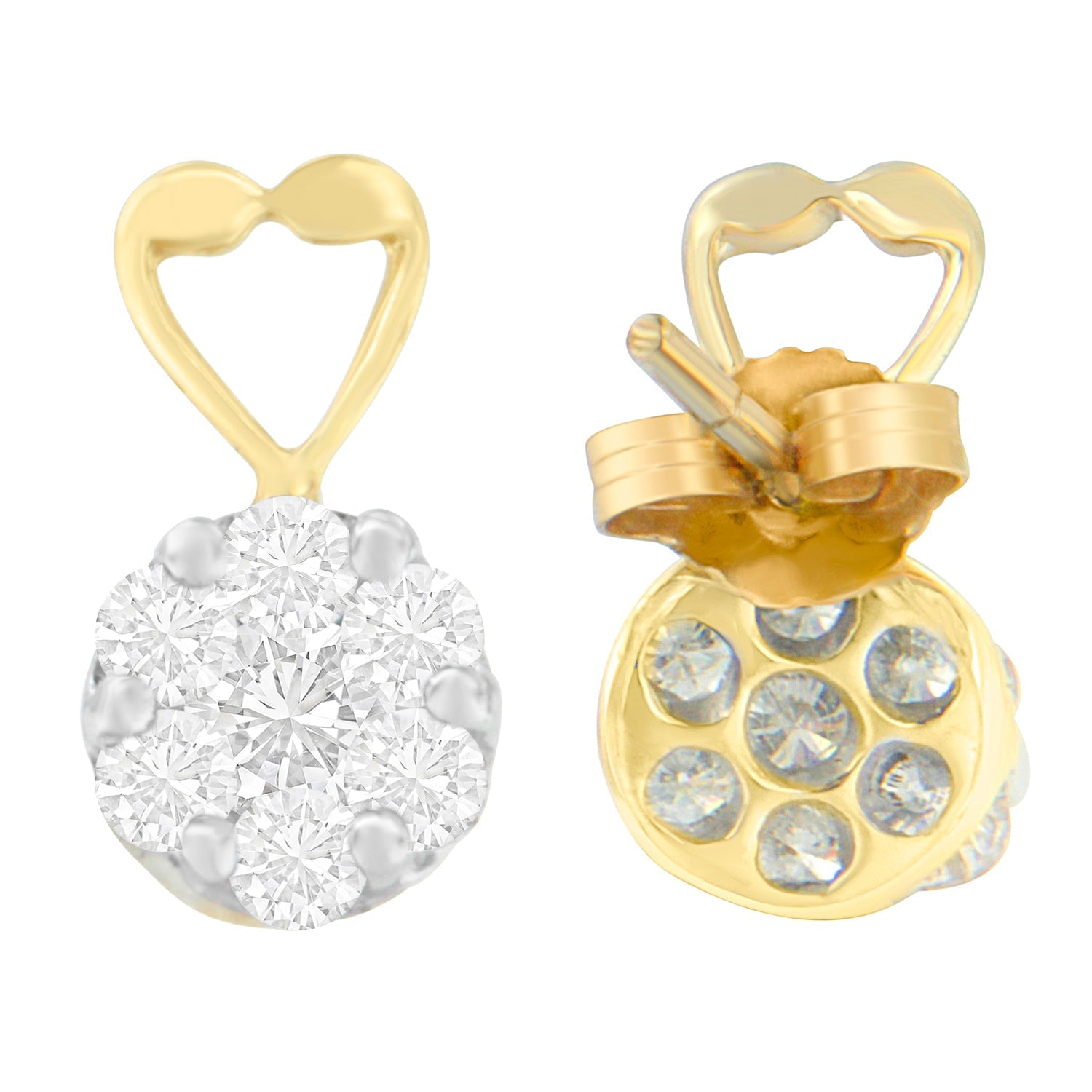 14K Yellow Gold 1ct. TDW Round-cut Diamond Earrings (I-J,SI2-I1) Bids.com